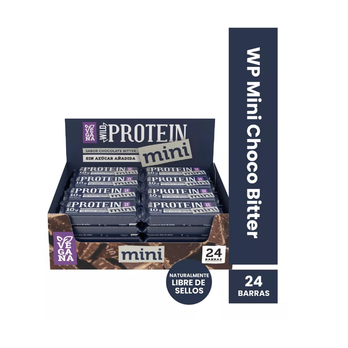 WILD FOODS - Barra de proteina Wild Protein - Mini Chocolate Bitter 24 unidades