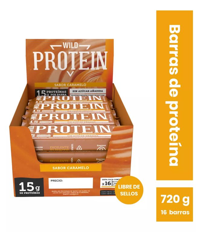 Barras De Proteina Wild Protein - 16 Unidades CARAMELO