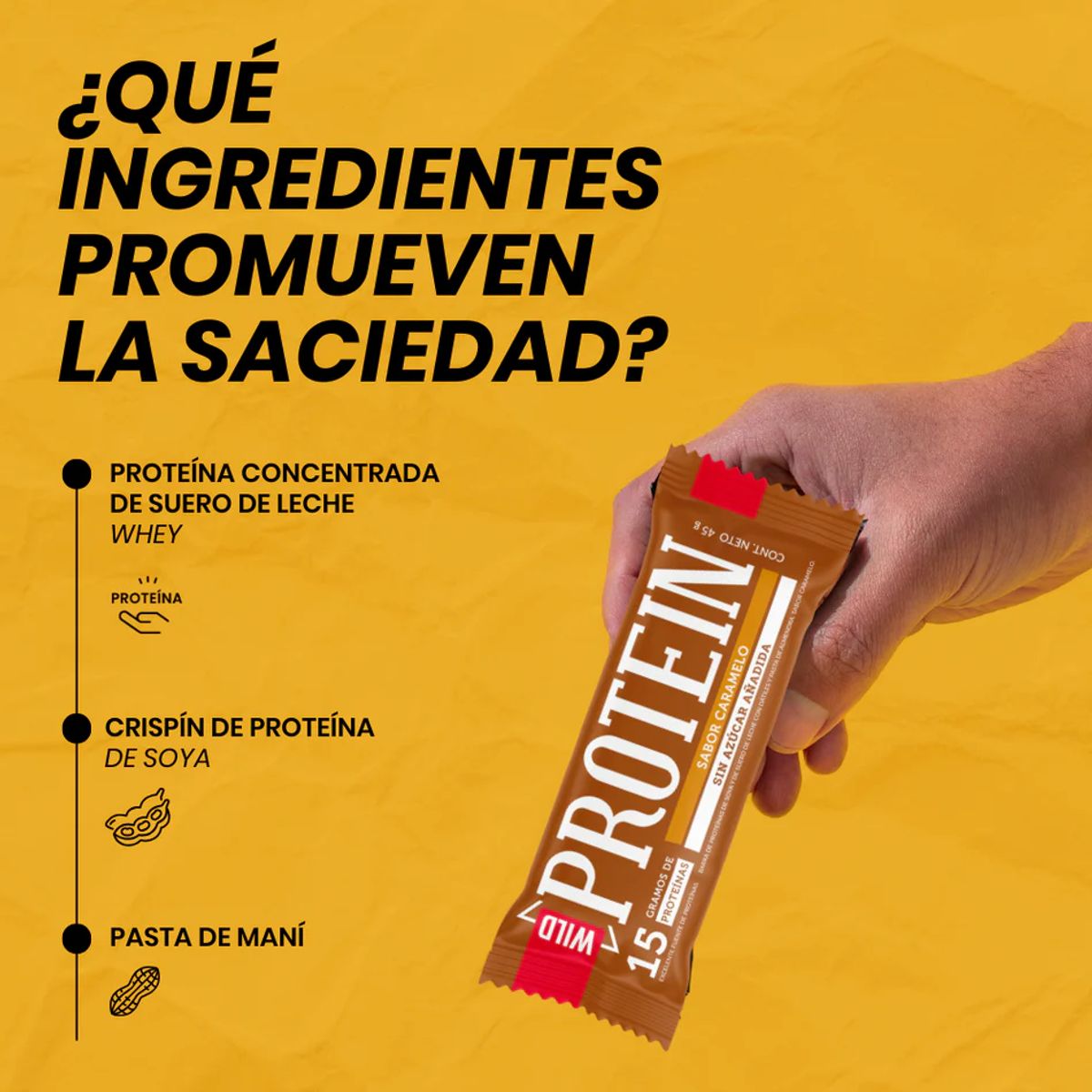 WILD FOODS - Barras de proteina Wild Protein - Caramelo 16 unidades