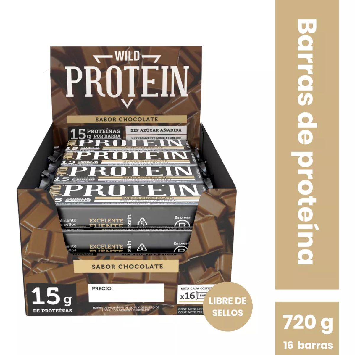 WILD FOODS - Barras de proteina Wild Protein - Chocolate 16 unidades