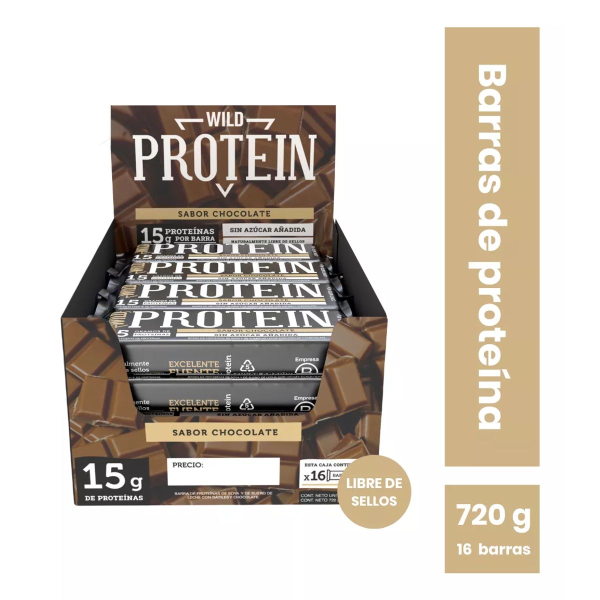 WILD FOODS - Barras de proteina Wild Protein - Chocolate 16 unidades