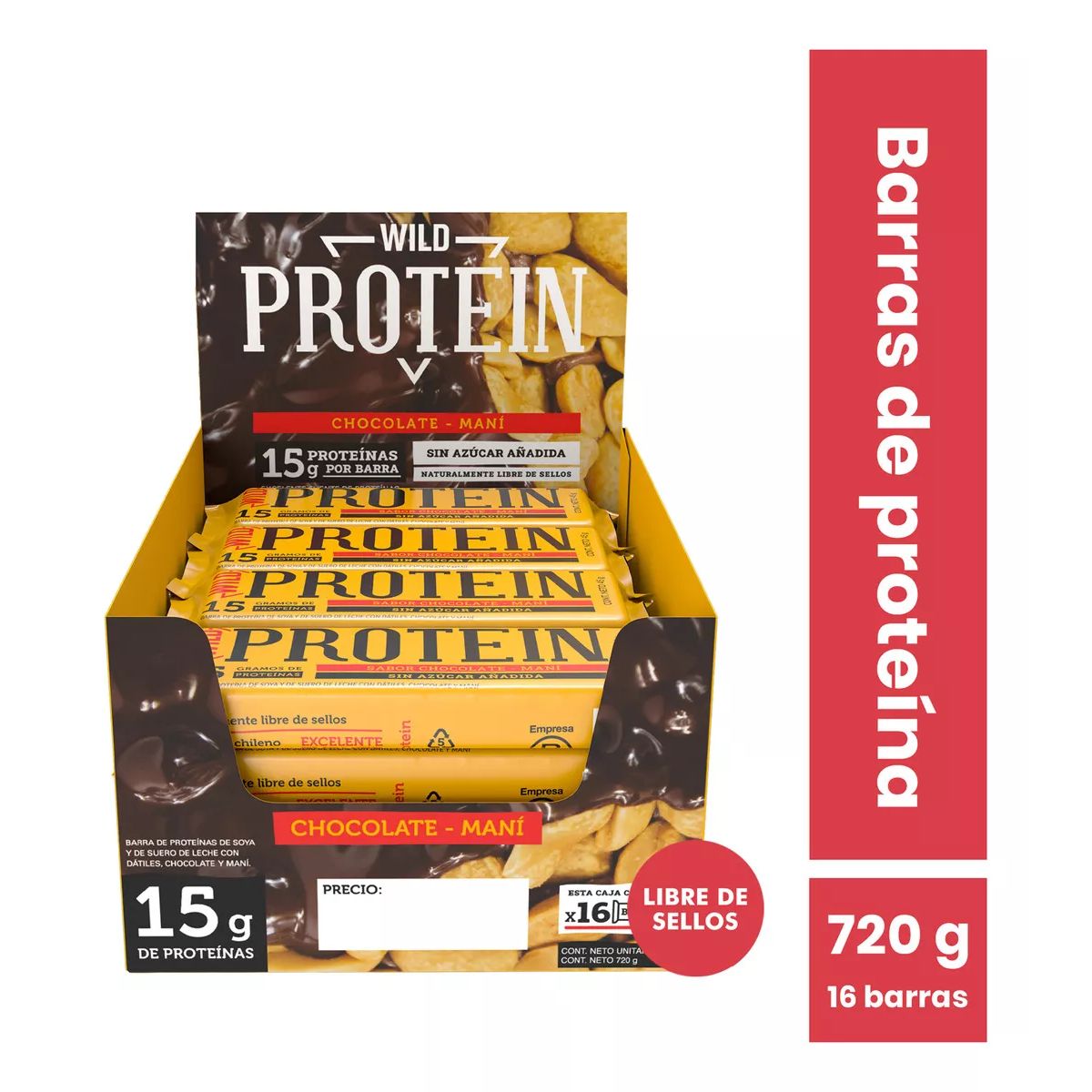 WILD FOODS - Barras de proteina Wild Protein - Chocolate Maní 16 unidades