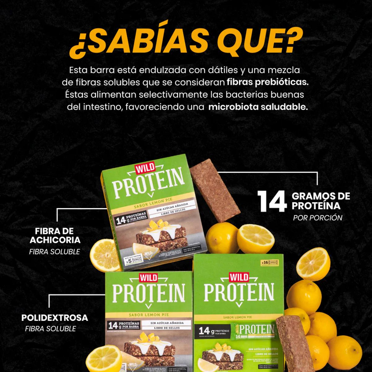 WILD FOODS - Barras de proteina Wild Protein - Pie de Limón 16 unidades