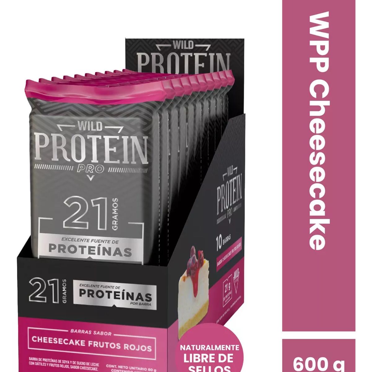 WILD FOODS - Barras de proteina Wild Protein Pro - Cheesecake Frutos Rojos 10 unidades