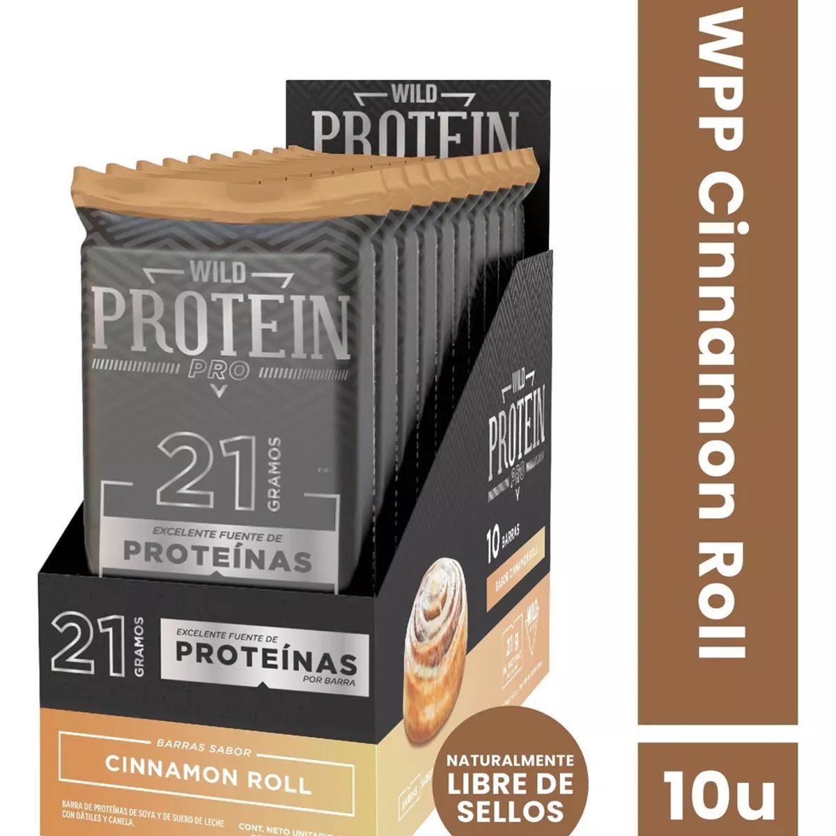 WILD FOODS - Barras de proteina Wild Protein Pro - Cinnamon Roll 10 unidades