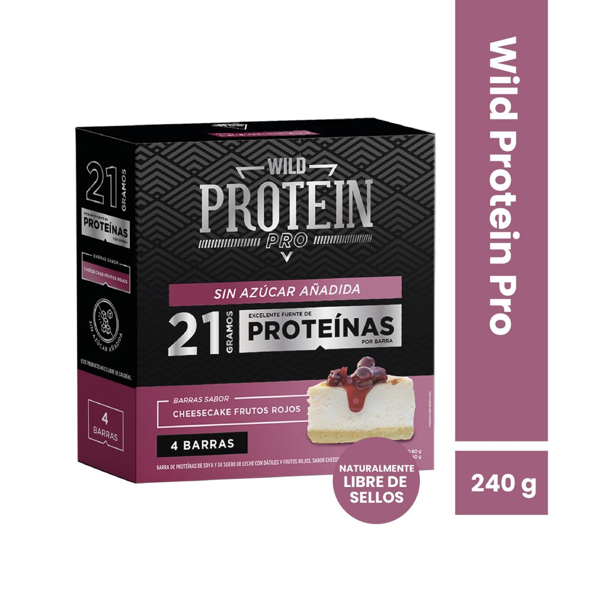 WILD FOODS - Barras de proteina Wild Protein Pro - Cheesecake Frutos Rojos 4 unidades