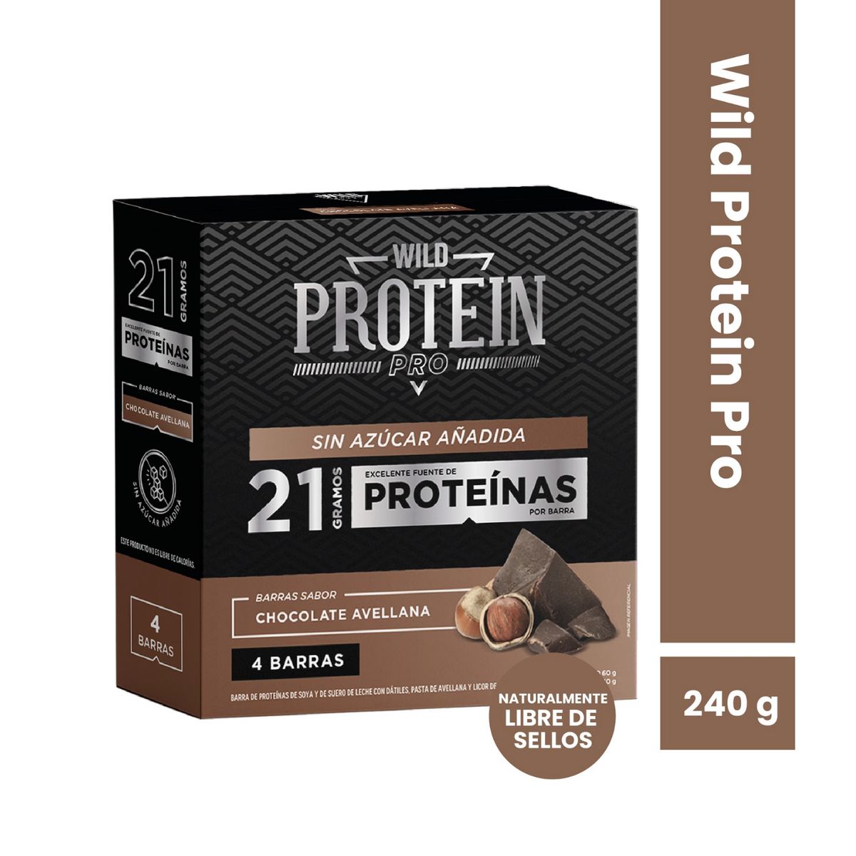 WILD FOODS - Barras de proteina Wild Protein Pro - Chocolate Avellana 4 unidades