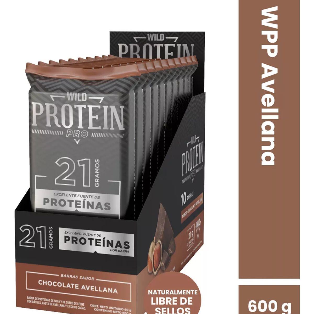 WILD FOODS - Barras de proteina Wild Protein Pro - Chocolate Avellana 10 unidades