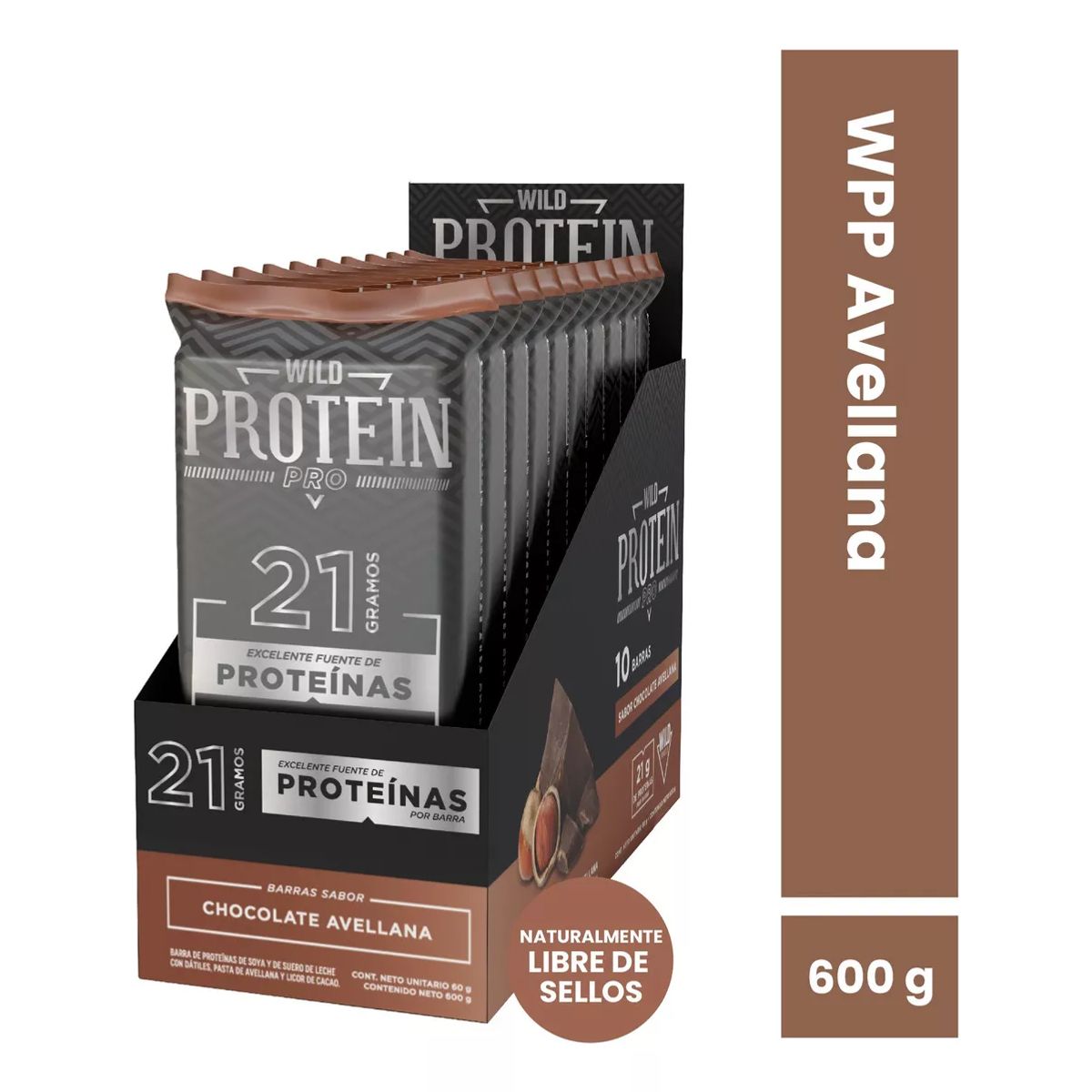 WILD FOODS - Barras de proteina Wild Protein Pro - Chocolate Avellana 10 unidades