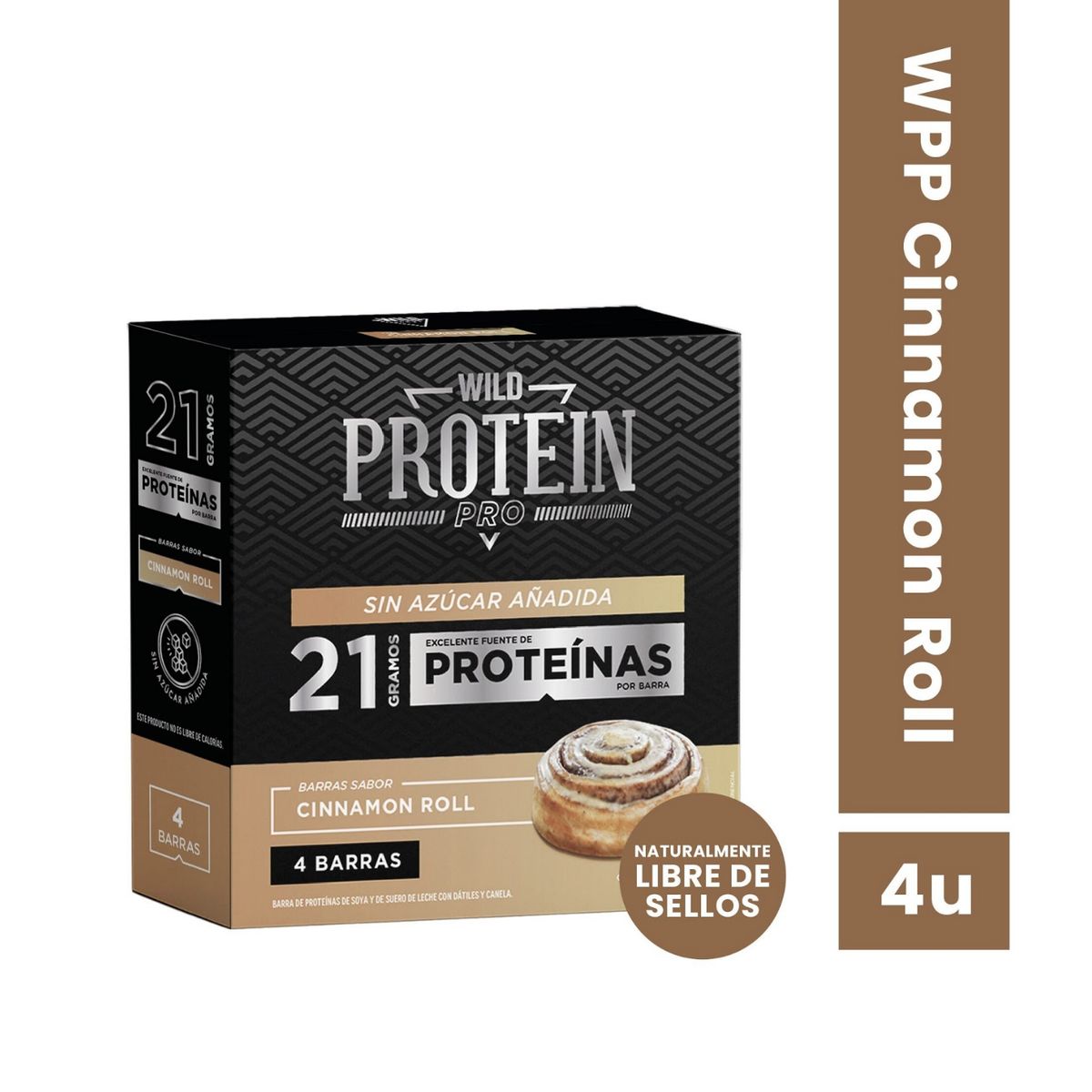 WILD FOODS - Barras de proteina Wild Protein Pro - Cinnamon Roll 4 unidades