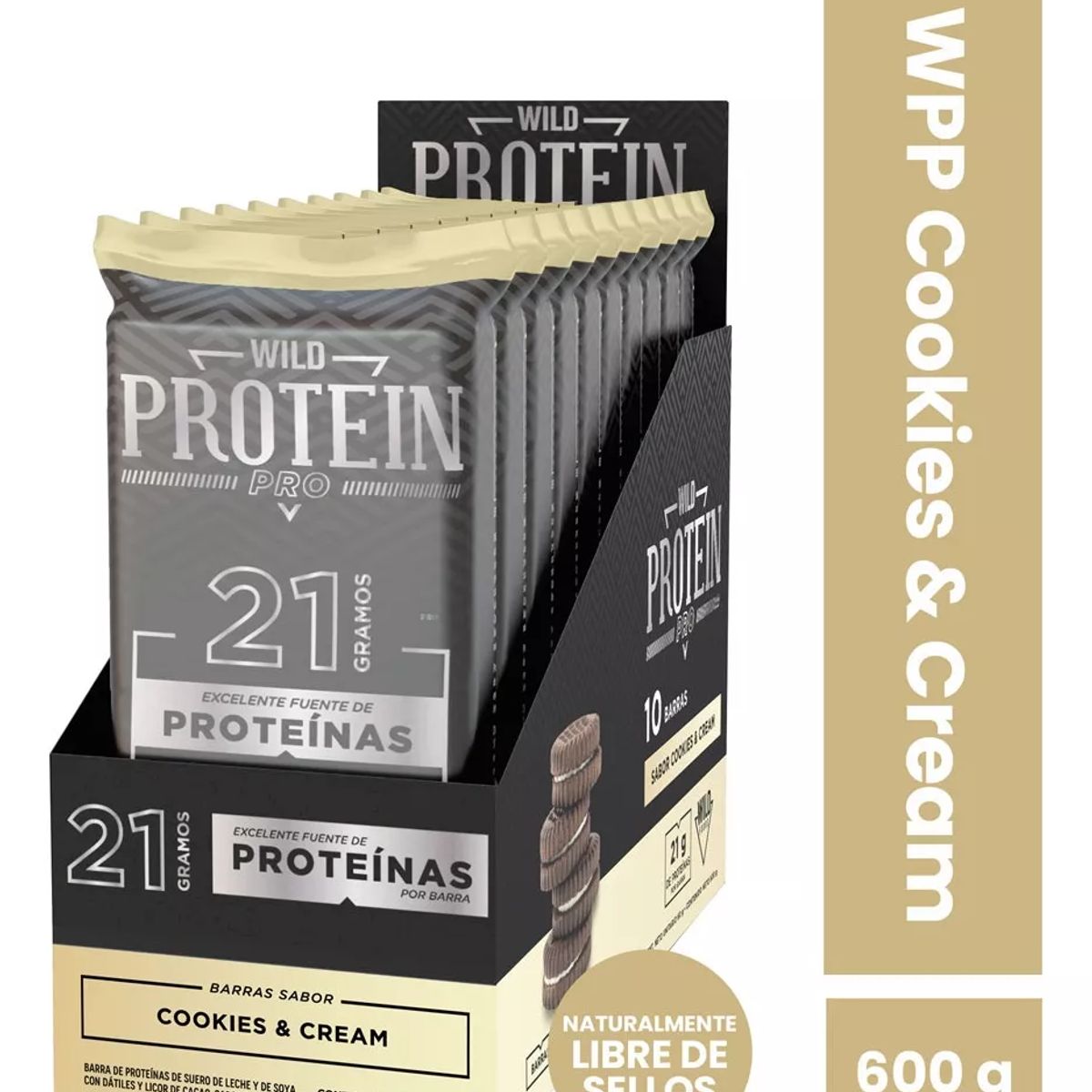 WILD FOODS - Barras de protein Wild Protein Pro - Cookies & Cream 10 unidades