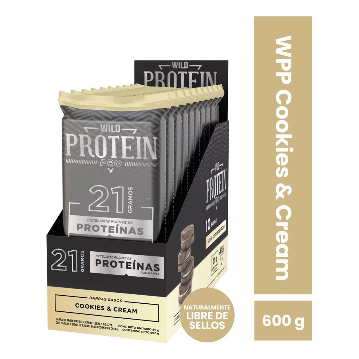 WILD FOODS - Barras de protein Wild Protein Pro - Cookies & Cream 10 unidades