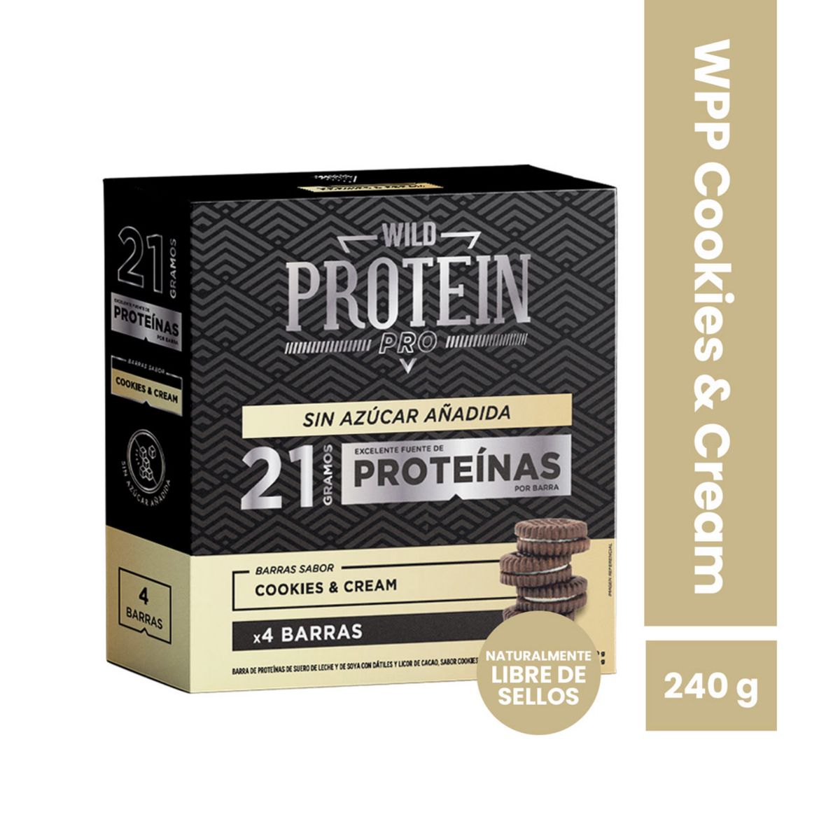 WILD FOODS - Barras de protein Wild Protein Pro - Cookies & Cream 4 unidades