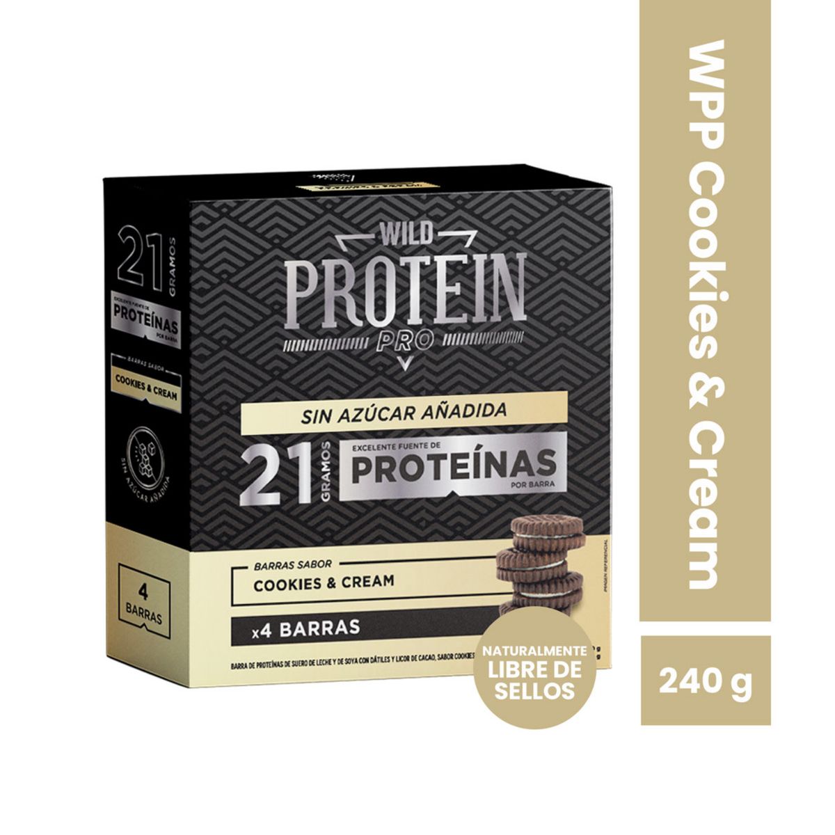 WILD FOODS - Barras de protein Wild Protein Pro - Cookies & Cream 4 unidades