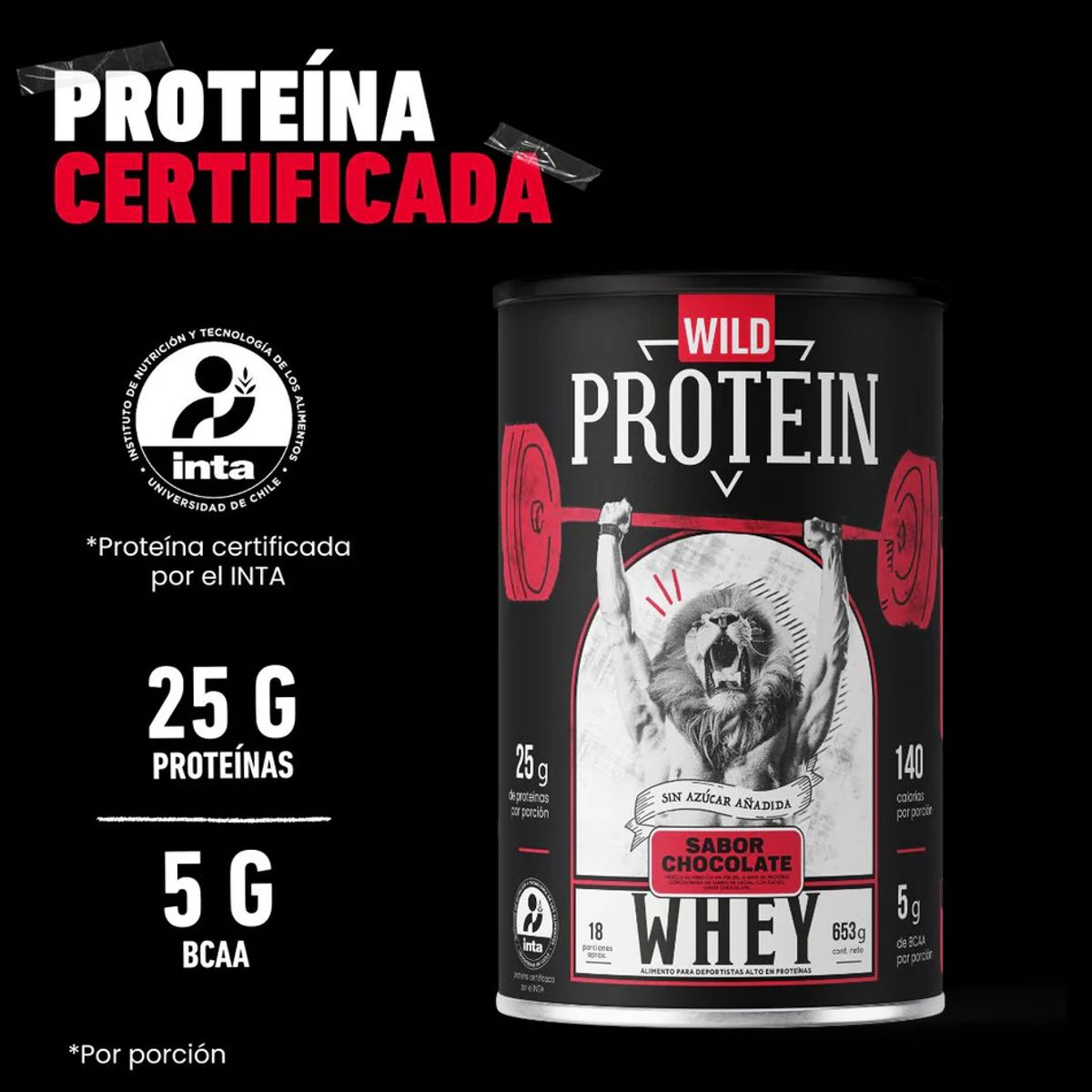 WILD FOODS - Proteina en polvo Whey Wild Protein - Chocolate 653 gr 18 servicios
