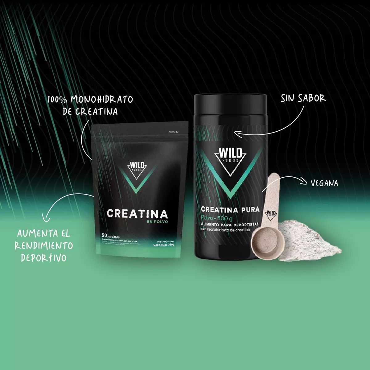 WILD FOODS - Creatina Monohidratada Wild Foods - 500 gr 100 servicios