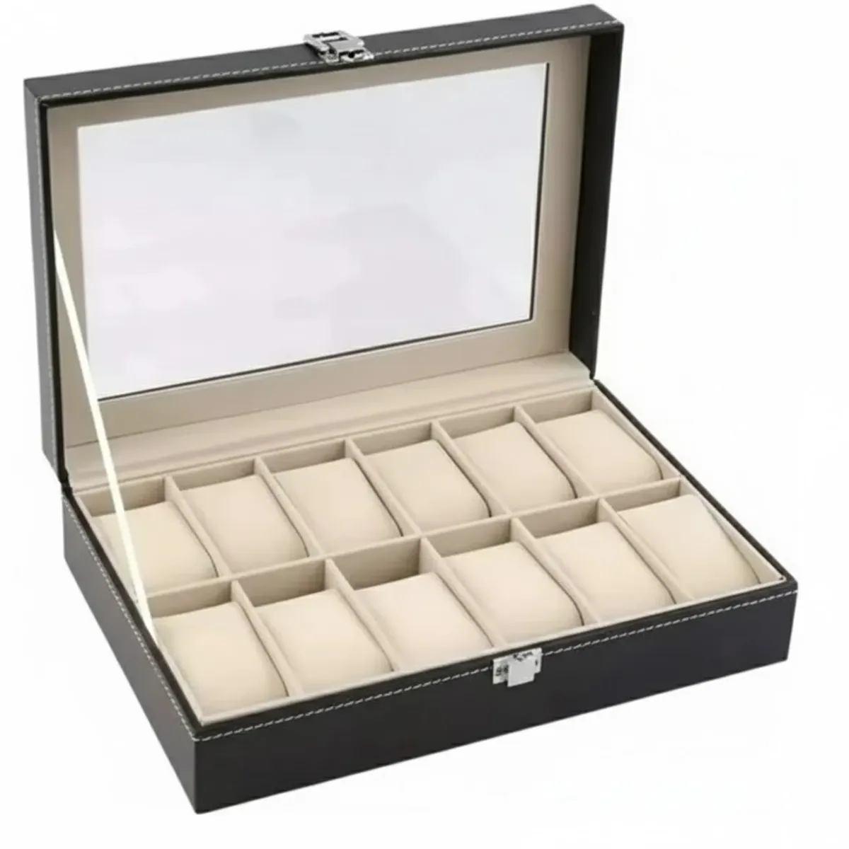 GENERICO - Caja Organizadora de Relojes 12 Espacios –Estuche Premium con Vidrio Ideal Regalo