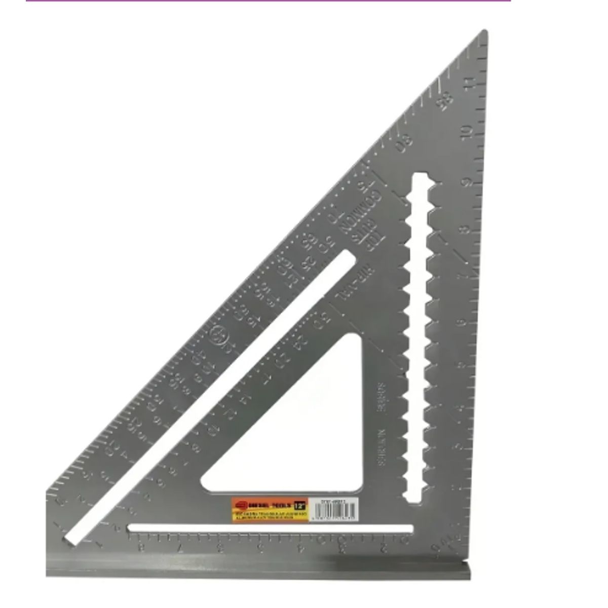 GENERICO - Regla Escuadra Triangular Metálica De Carpintería Grados Color Plateado