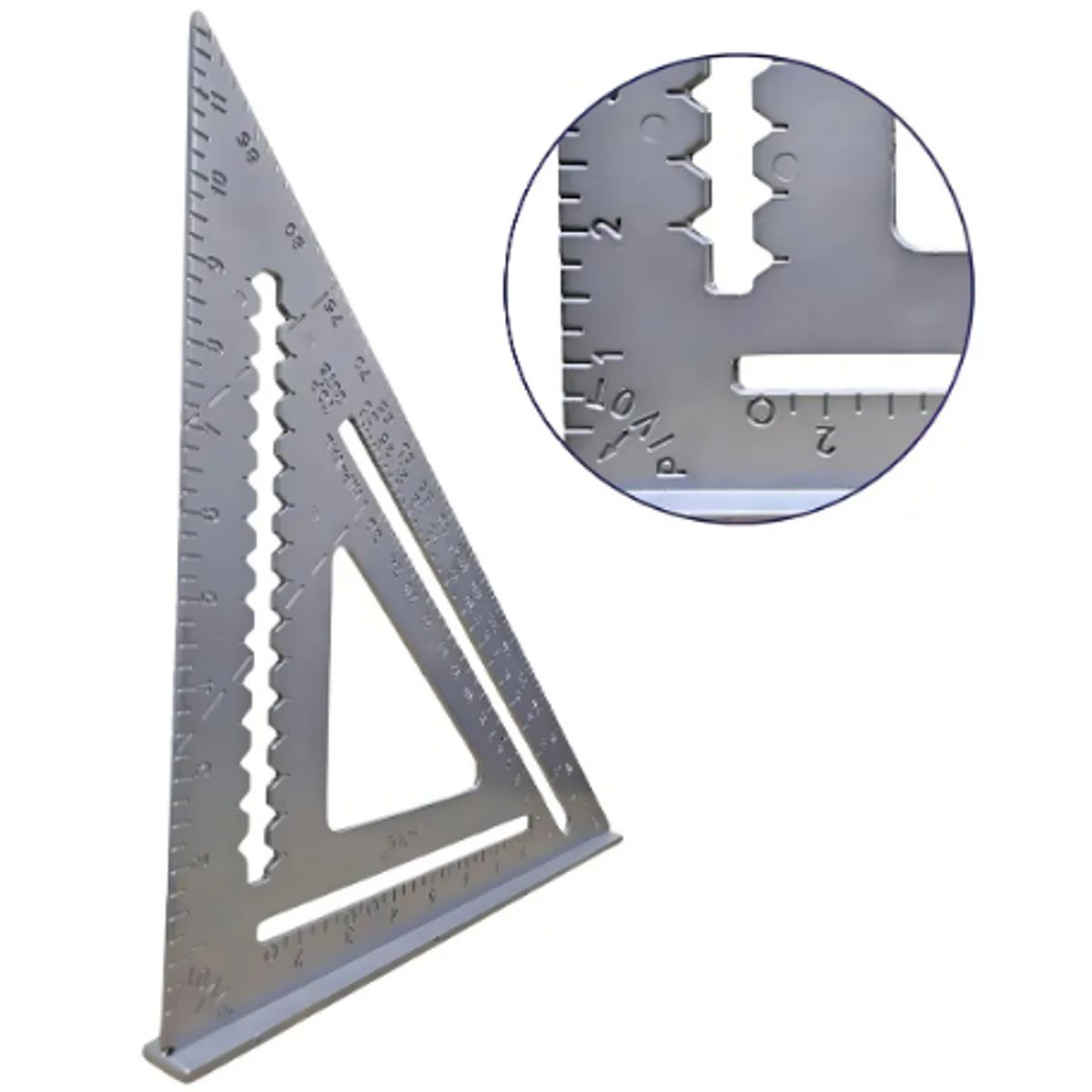GENERICO - Regla Escuadra Triangular Metálica De Carpintería Grados Color Plateado