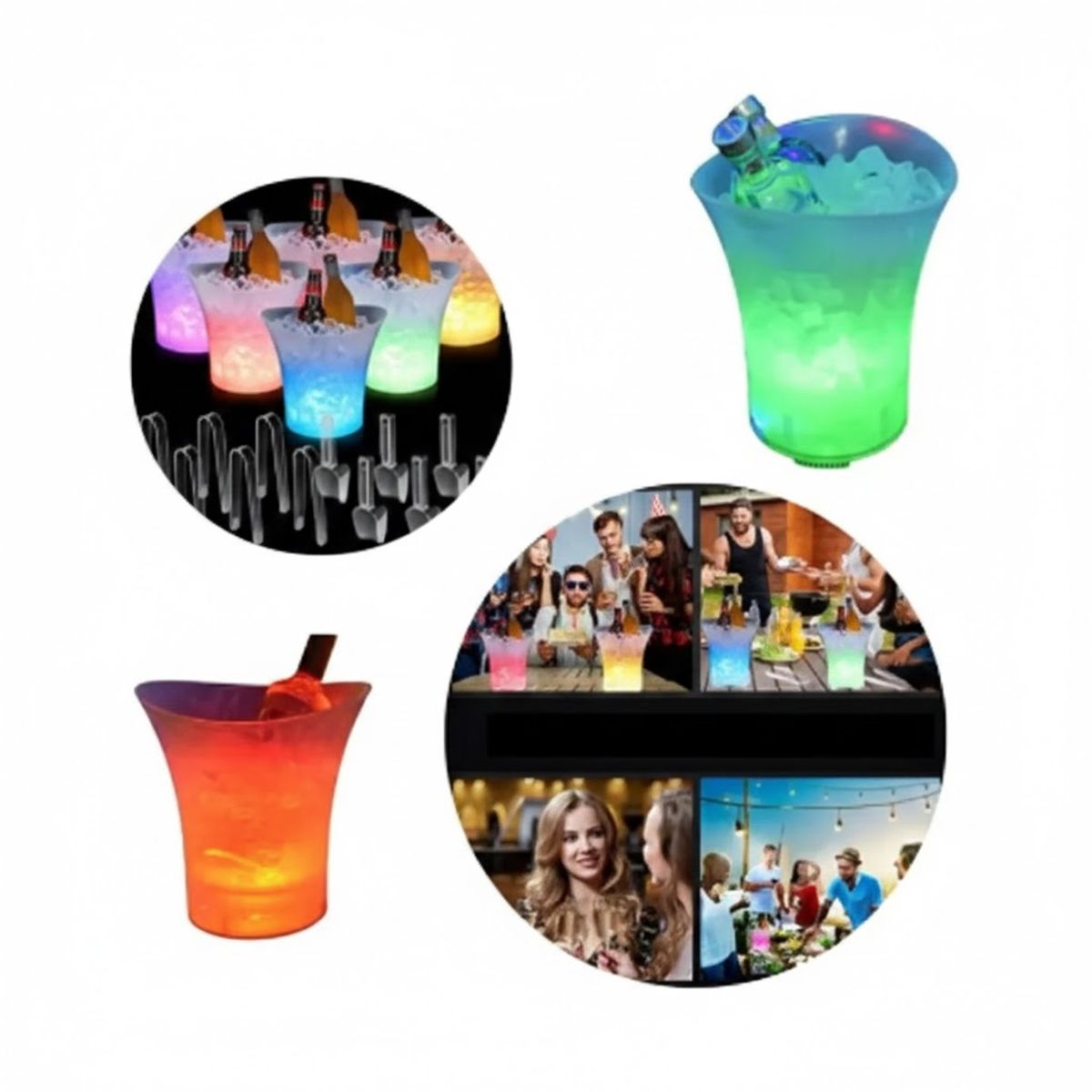 GENERICO - Hielera Parlante Cubetera Led Bluetooth Grande 5LTS Musical