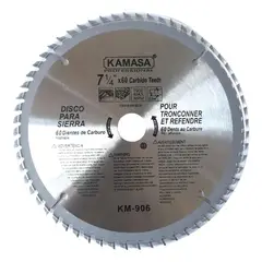 KAMASA - Discos Banco Sierra 7 1/4 Pulgadas X 60 Dientes Kamasa.
