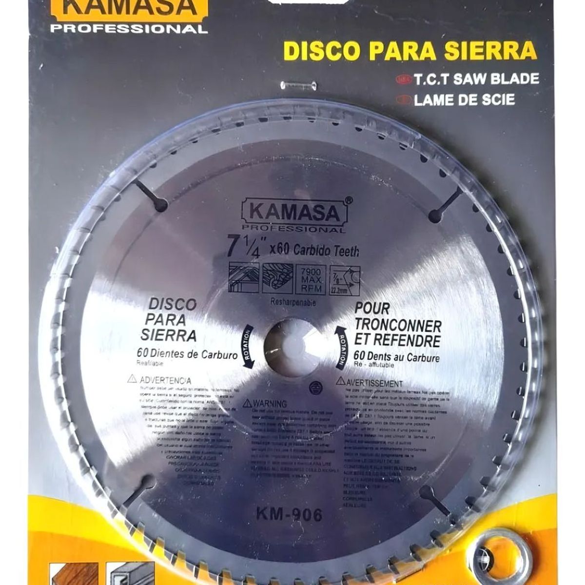 KAMASA - Discos Banco Sierra 7 1/4 Pulgadas X 60 Dientes Kamasa.
