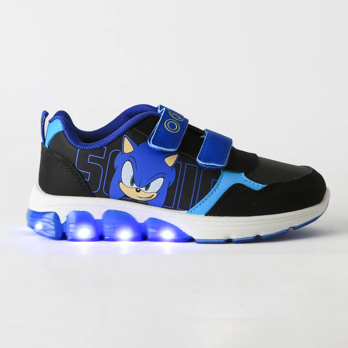 SONIC - Zapatilla Luces Niño Velcro Negro Sonic