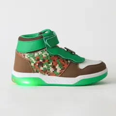 MINECRAFT - Zapatilla Caña Alta Niño Luces Full Print Verde