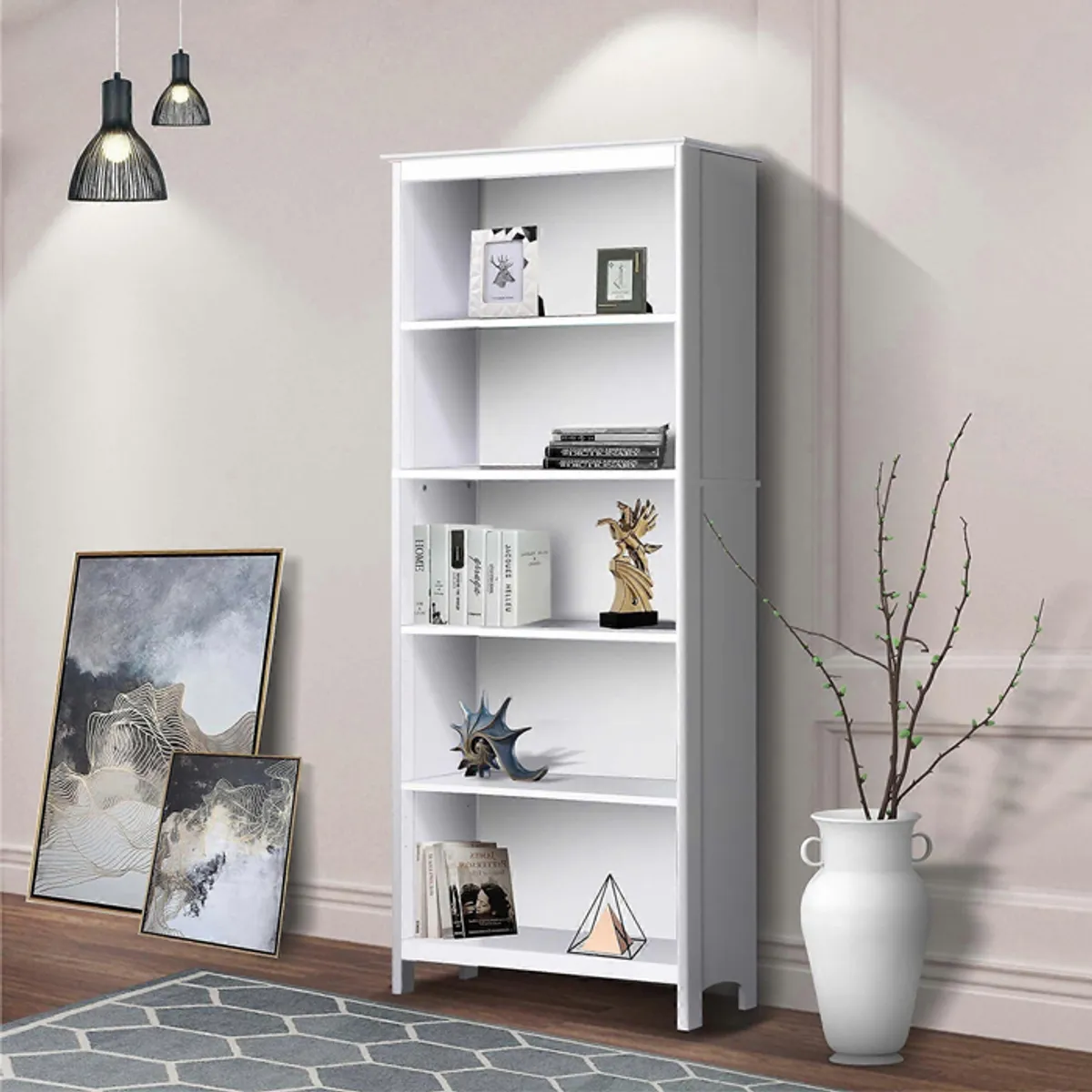 MSA MUEBLES SANTA ANA - Librero Repisero Gray OAK White Line