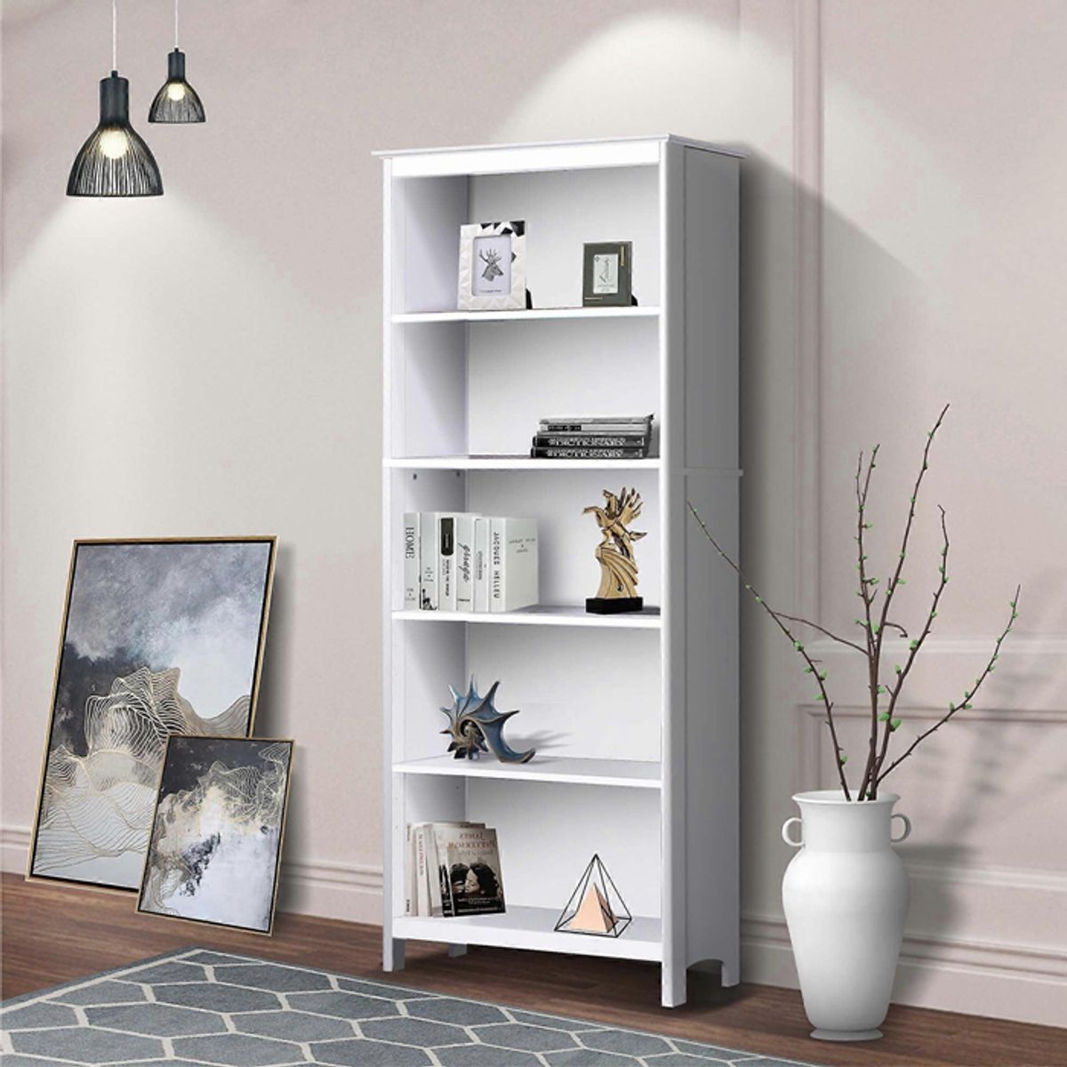 MSA MUEBLES SANTA ANA - Librero Repisero Gray OAK White Line