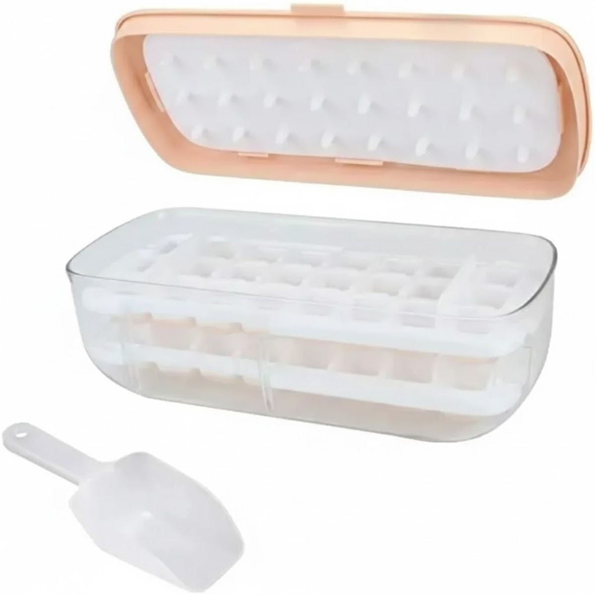 GENERICO - Hieleras Con Tapa 2 Niveles Hielo Cubetas Cubetera Transparente