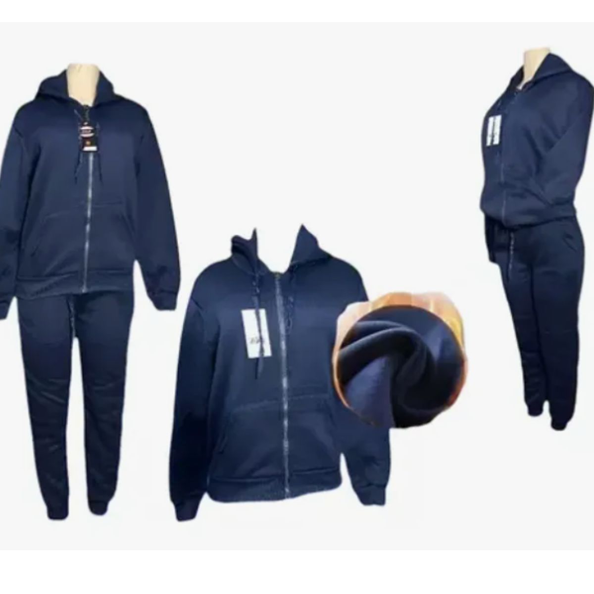 AGW - Pack 2 Conjuntos Buzo+poleron Unisex Azul Marino Escolar