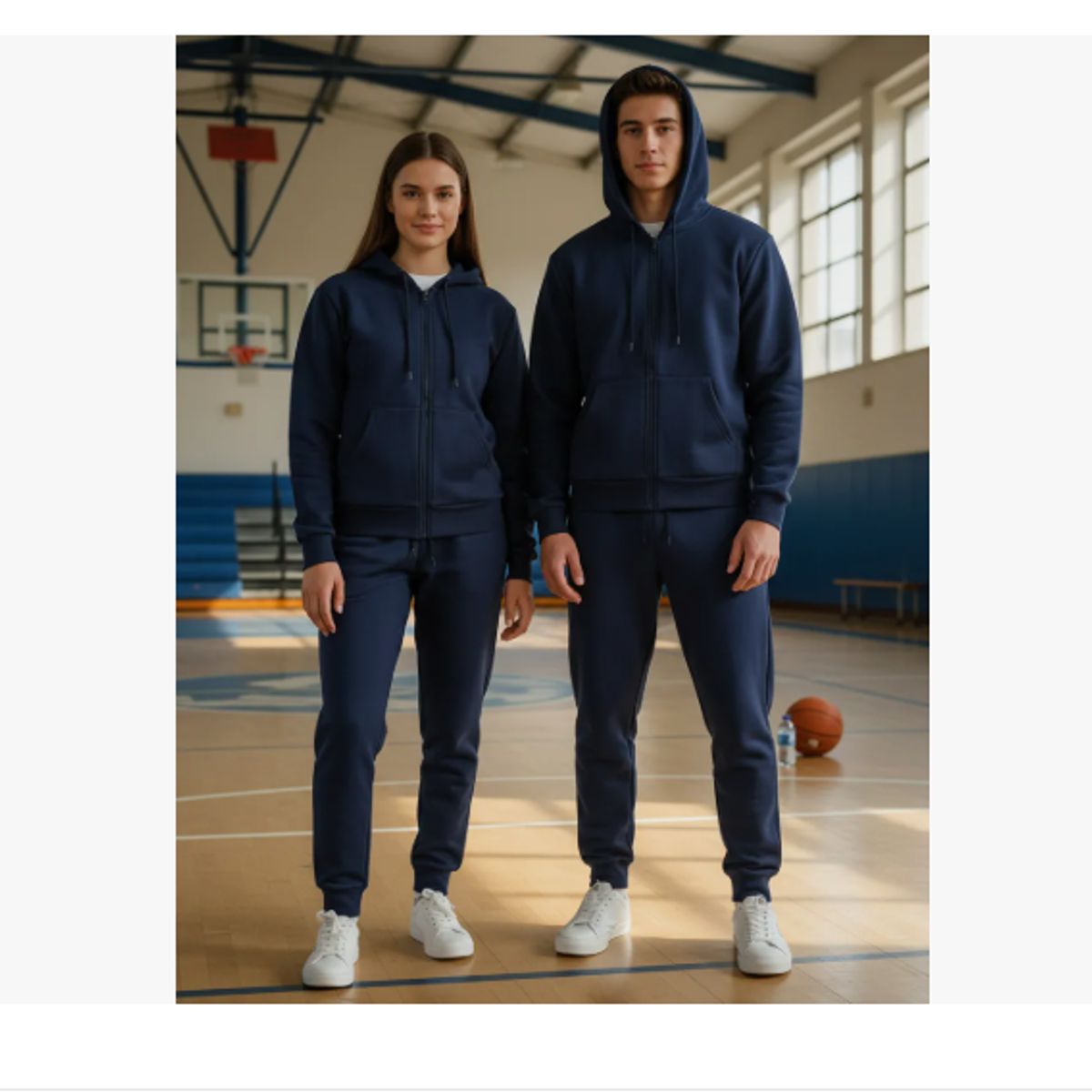 AGW - Pack 2 Conjuntos Buzo+poleron Unisex Azul Marino Escolar