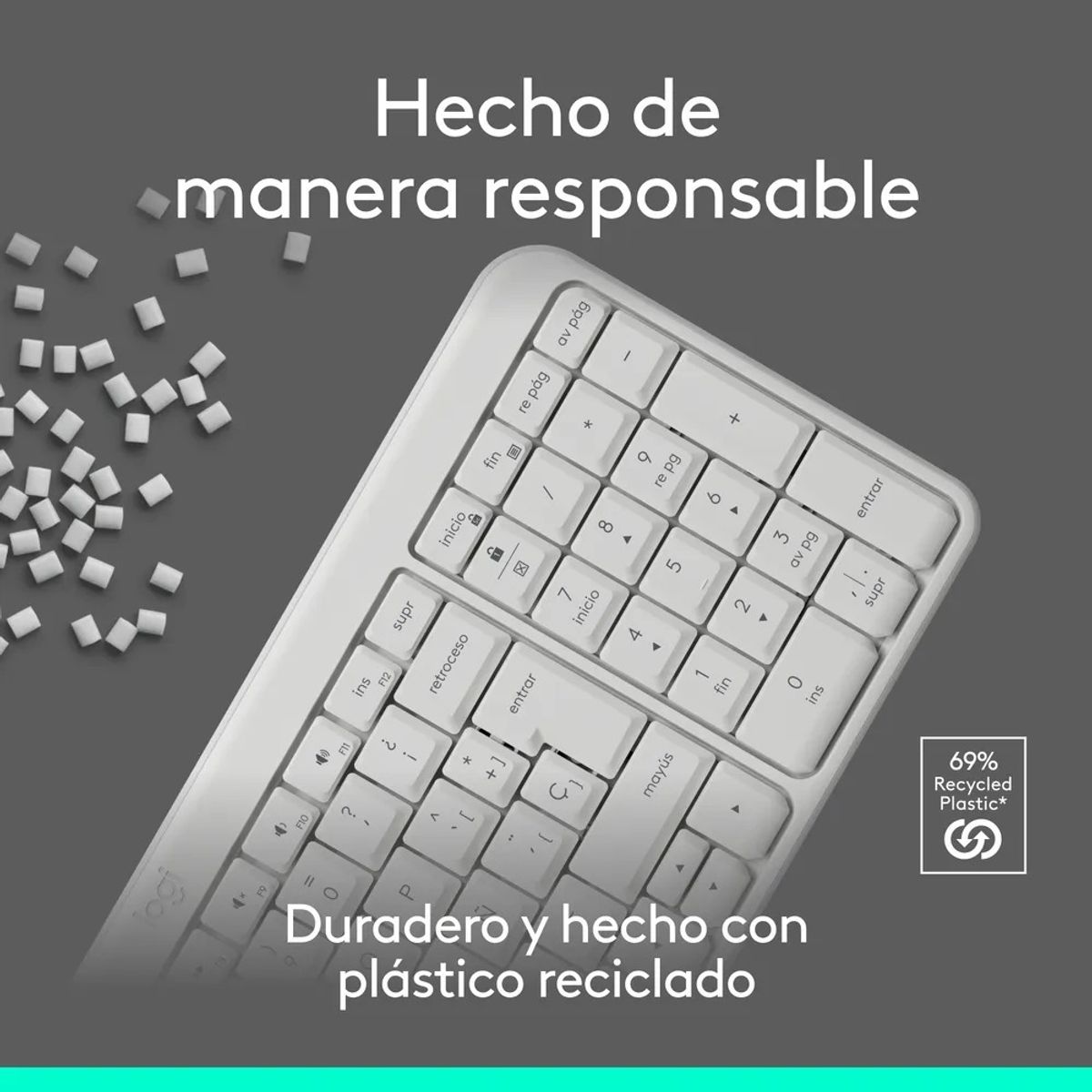 LOGITECH - Teclado Inalámbrico Bluetooth Logitech K250 Blanco