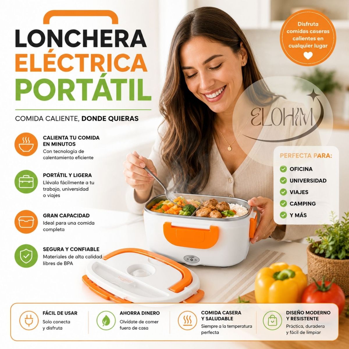 MOVI - Lonchera Eléctrica Portátil- Calienta tus Comidas en cualquier Lugar