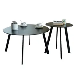 GENERICO - Set 2 Mesas Laterales Centro Metal Negra Elegante