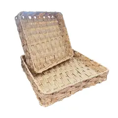 GENERICO - Set 2 Paneras De Mimbre Cesta Tejida Alimentos Decoracion