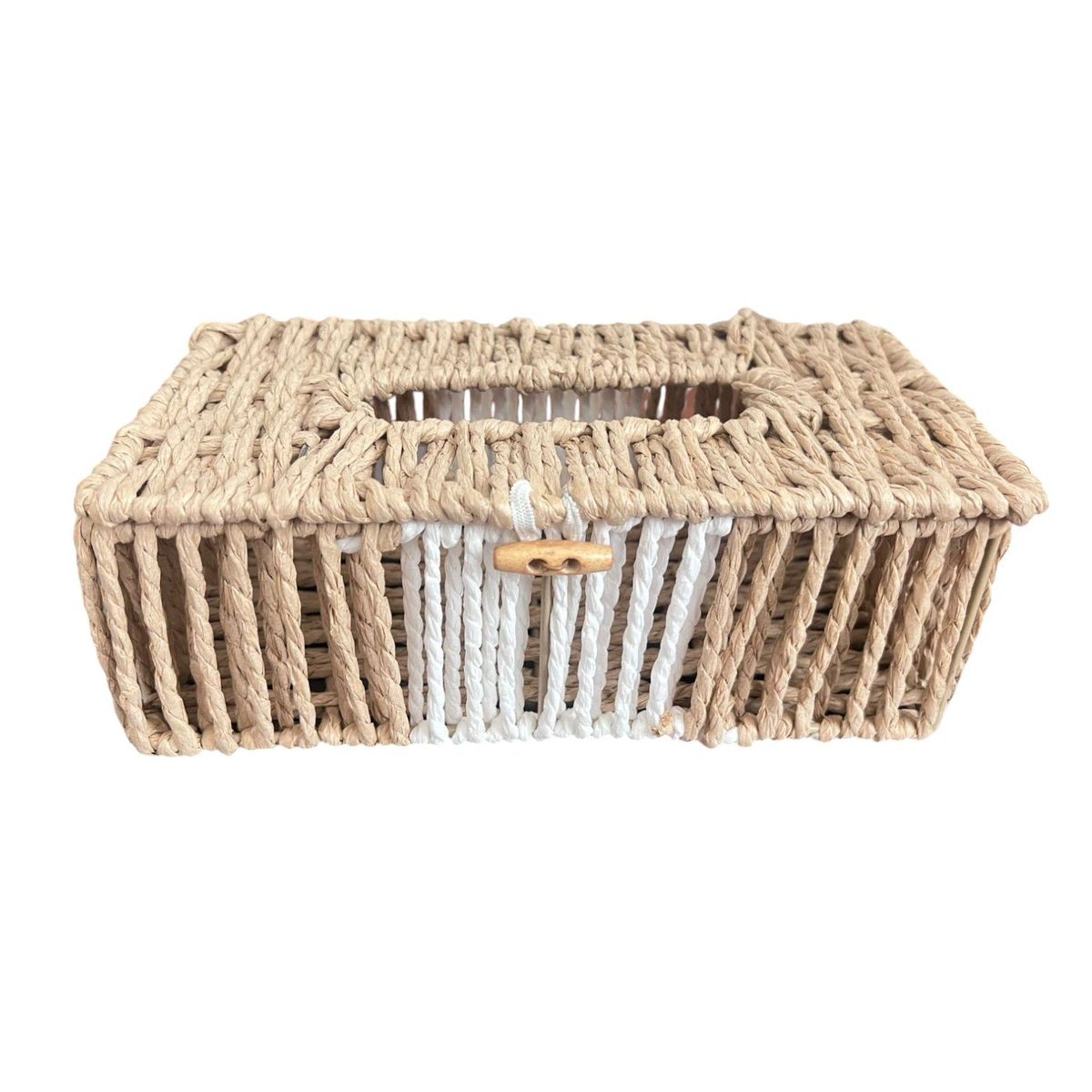 GENERICO - Servilletero Bambu Porta Pañuelo Madera Decorativo Tejido Bi
