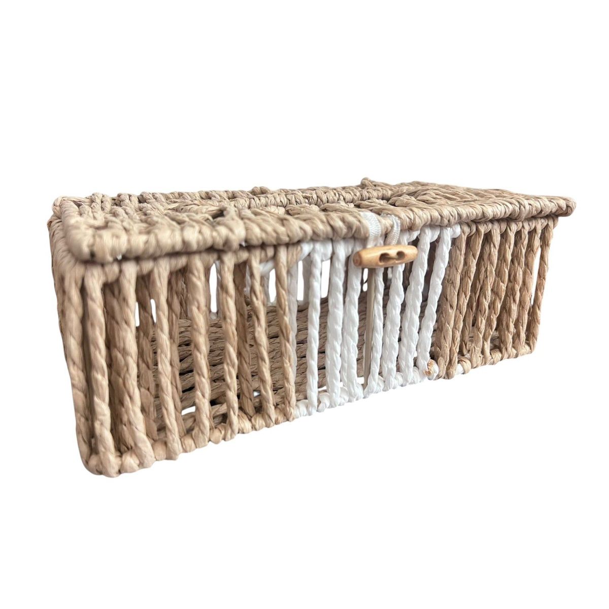 GENERICO - Servilletero Bambu Porta Pañuelo Madera Decorativo Tejido Bi