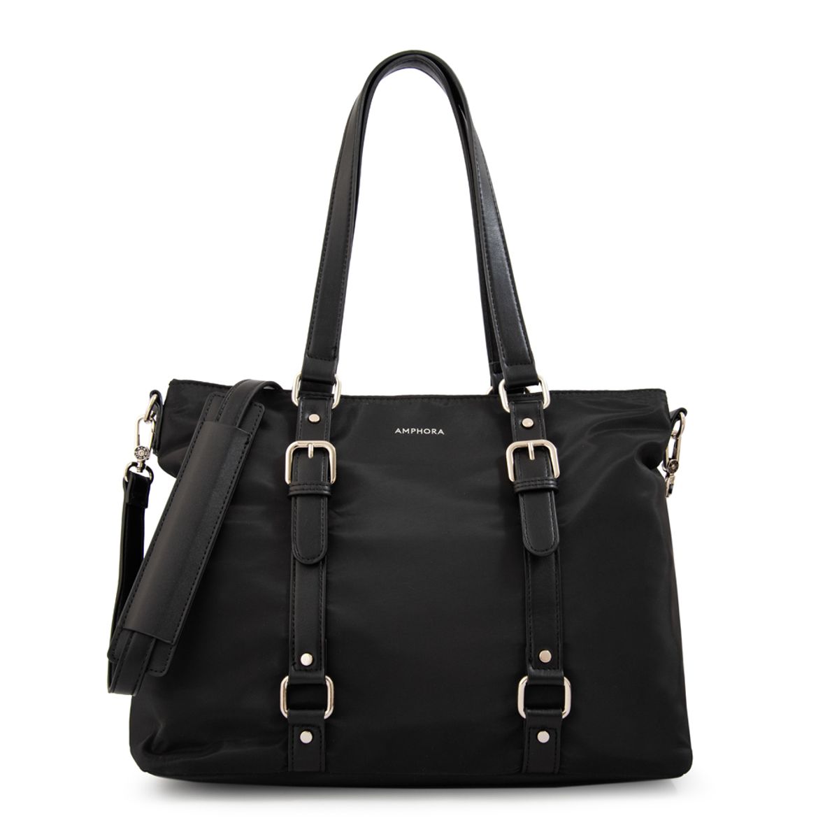 AMPHORA - Cartera tote porta notebook allis negro