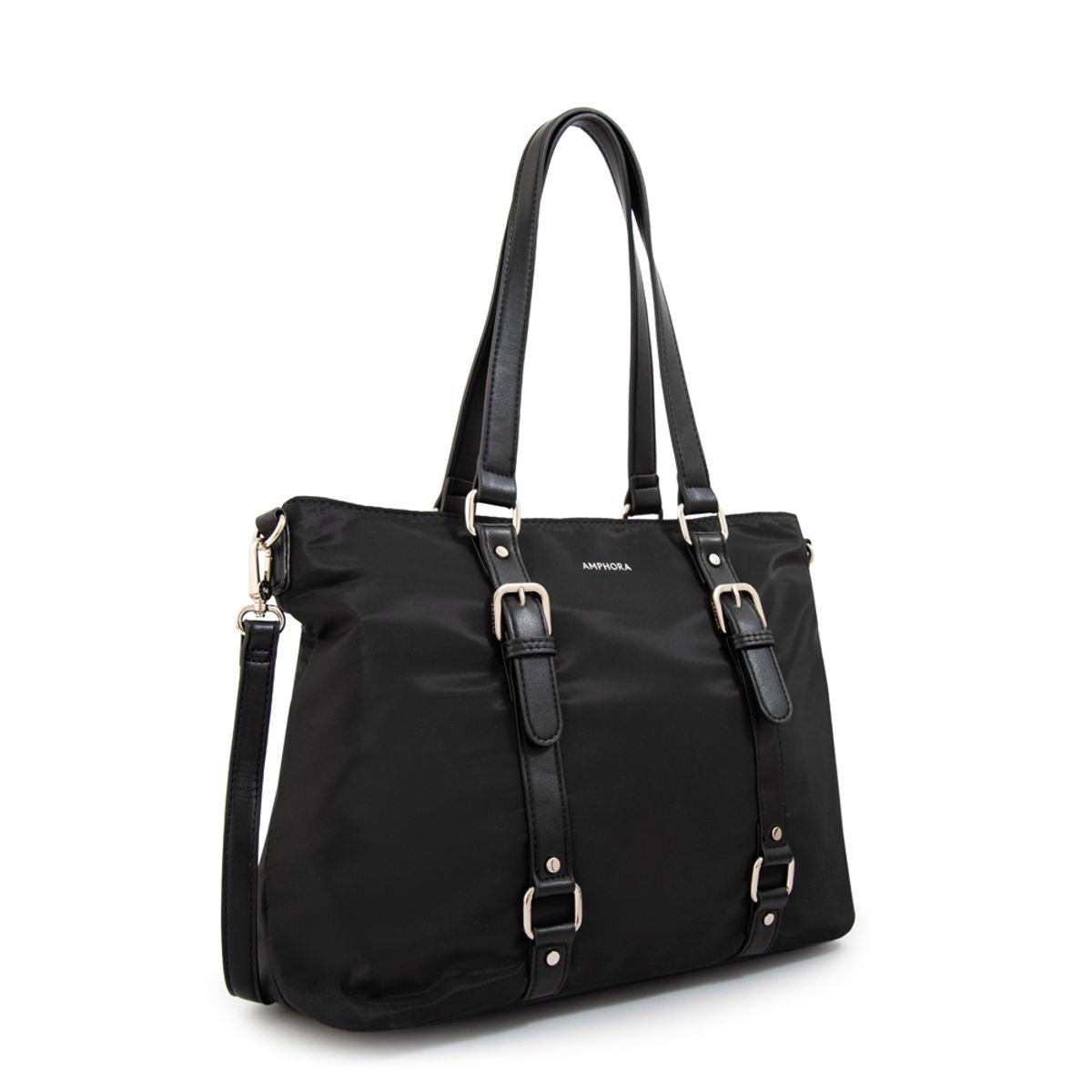 AMPHORA - Cartera tote porta notebook allis negro