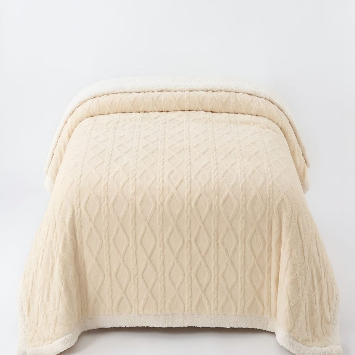 GENERICO - Frazada Sherpa Premium Con Diseño De Diamantes Plaza Y Media