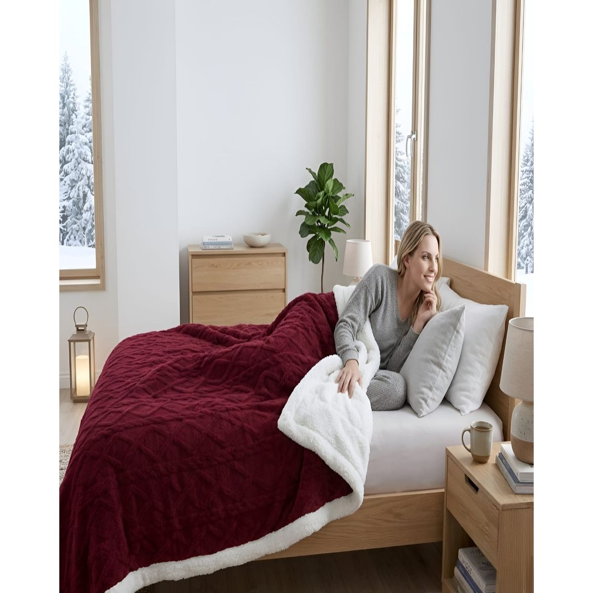 Frazada Sherpa Premium Con Diseño De Diamantes King, marca GENERICO - Foto Principal