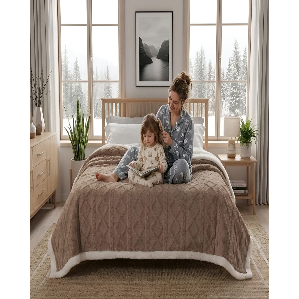 GENERICO - Frazada Sherpa Premium Con Diseño De Diamantes King
