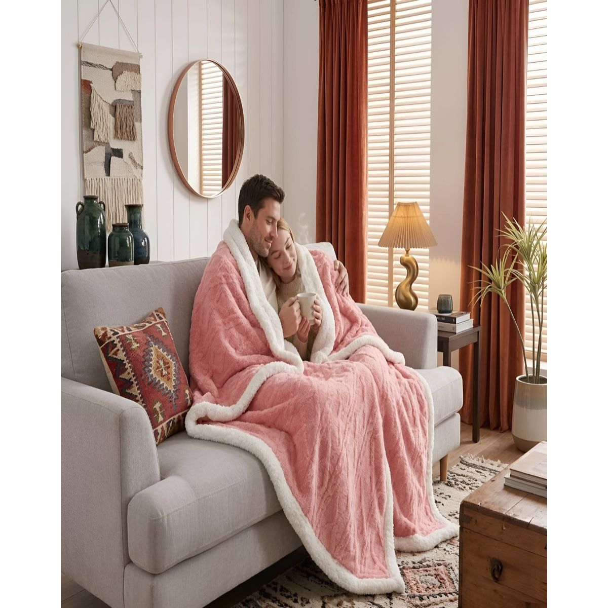 GENERICO - Frazada Sherpa Premium Con Diseño De Diamantes King