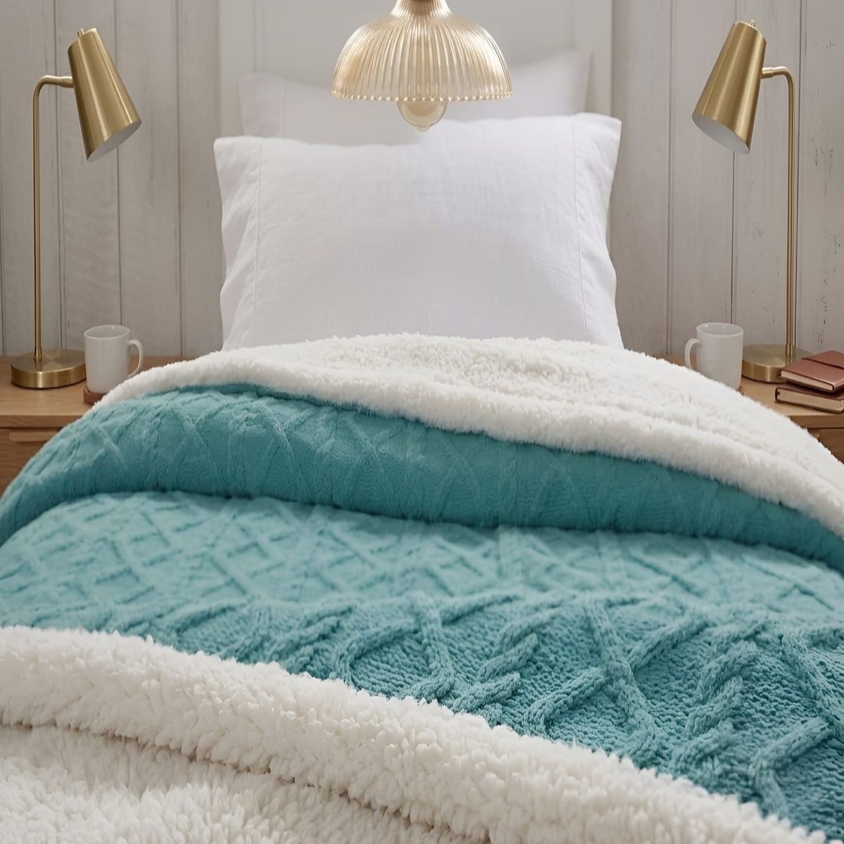GENERICO - Frazada Sherpa Premium Con Diseño De Diamantes King