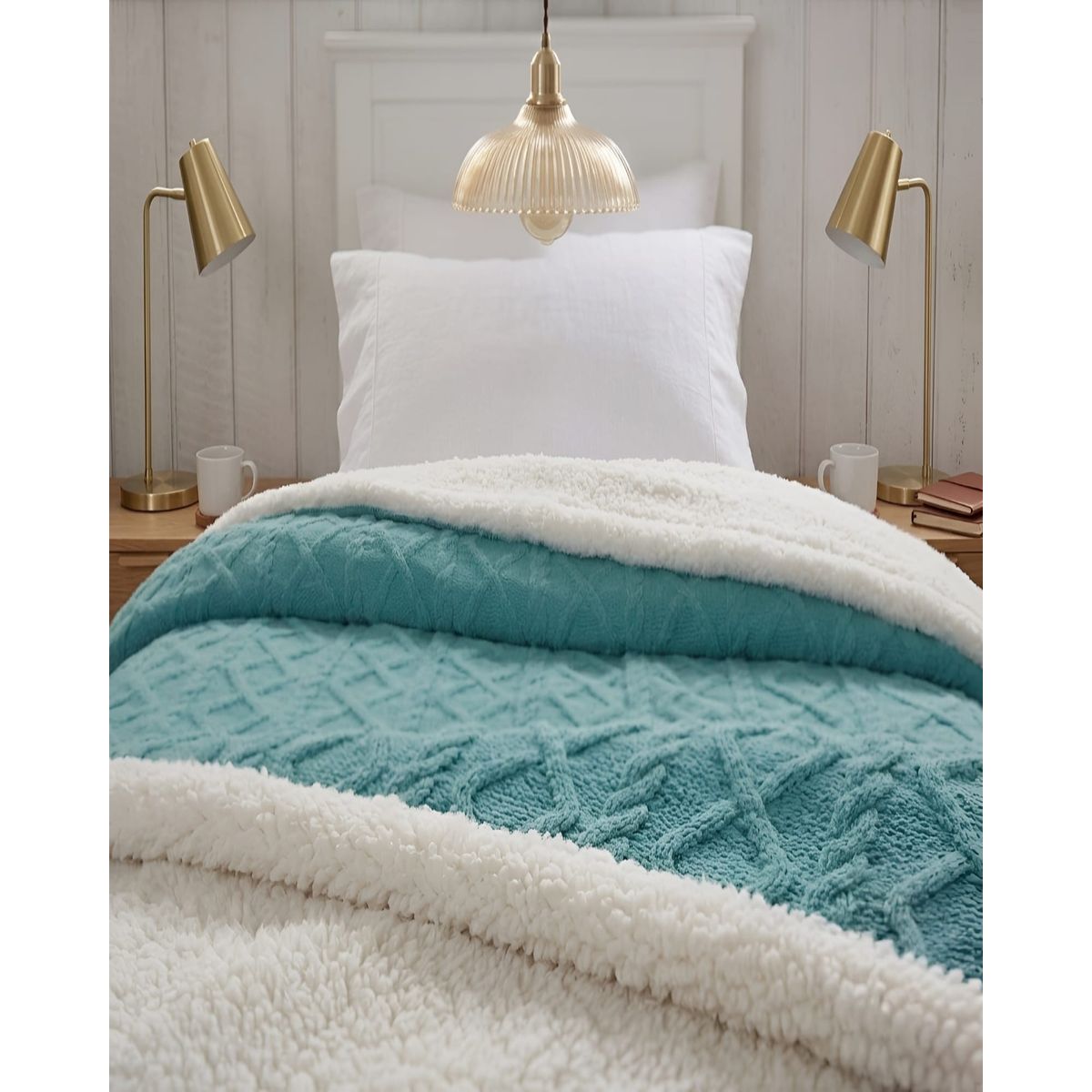 GENERICO - Frazada Sherpa Premium Con Diseño De Diamantes King