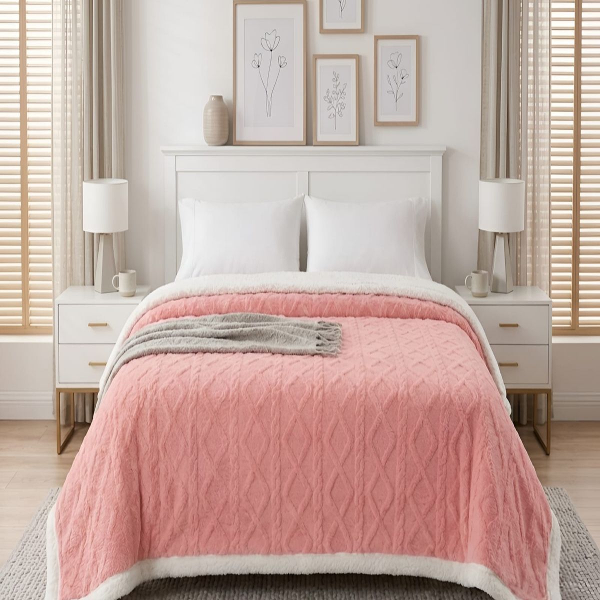 GENERICO - Frazada Sherpa Ultra Suave Con Relieve De Diamantes King
