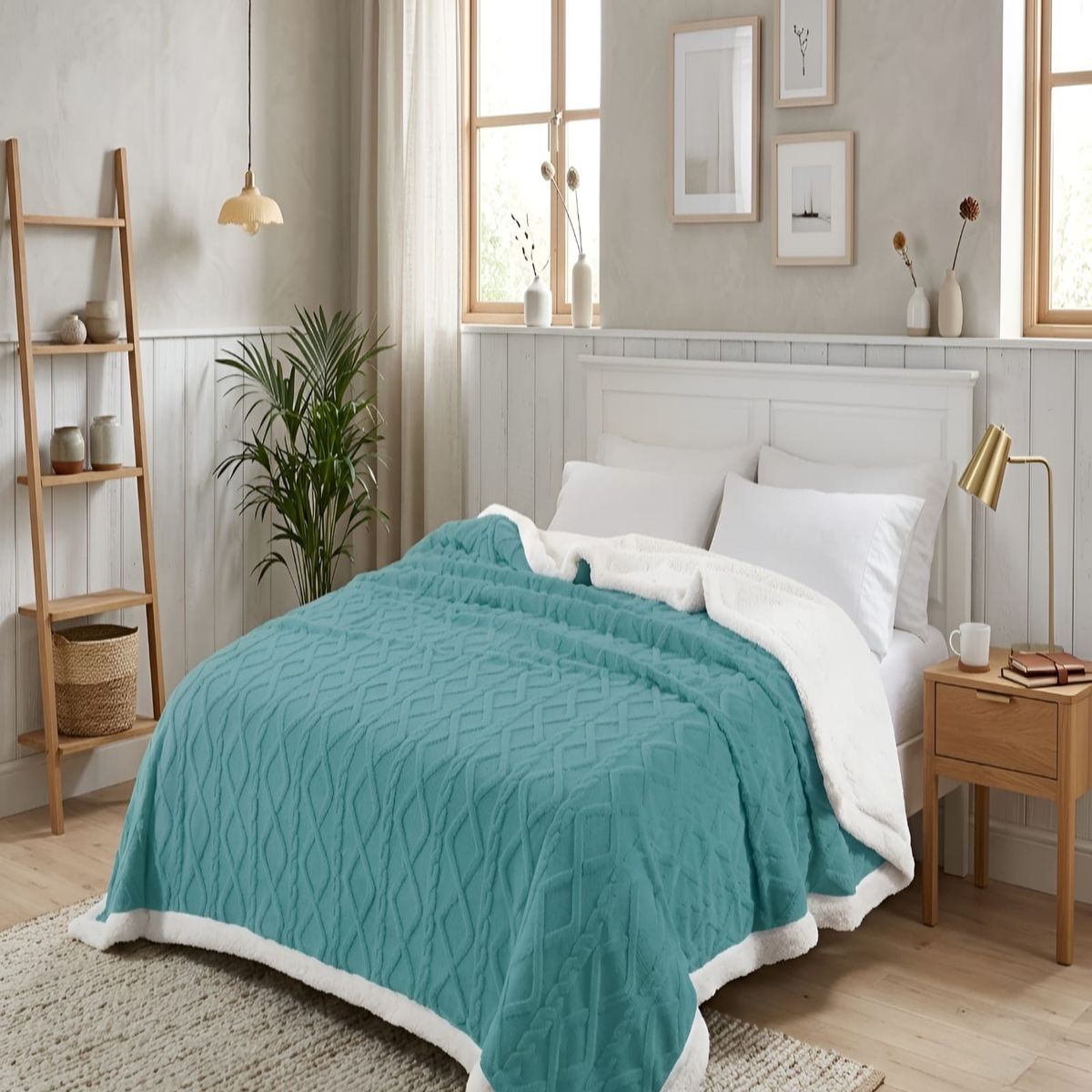 GENERICO - Frazada Sherpa Ultra Suave Con Relieve De Diamantes King