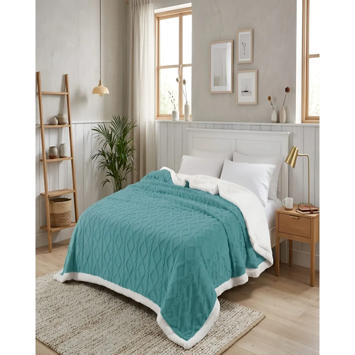 GENERICO - Frazada Sherpa Ultra Suave Con Relieve De Diamantes King